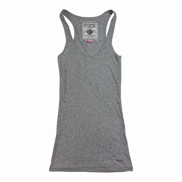 Victoria's Secret Tops - Y2K Victoria's Secret PINK Grey Tank Top XS 2009 Workout Tank Embroidered Logo
